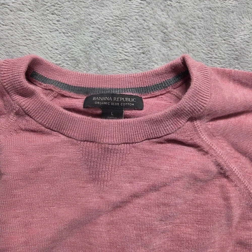 Banana‎ Republic Sweater Mens Large Red Organic Slub Cotton Pullover Raglan